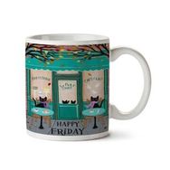 Art Hediye Happy Friday Kedi Kahve Le Petit İki Tarafı Baskılı Kupa Bardak