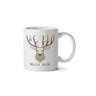 Art Hediye Hello Deer Geyik Kafası İki Tarafı Baskılı Kupa Bardak