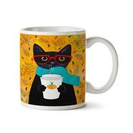 Art Hediye Hipster Kedi Tarz Iki Tarafı Baskılı Kupa Bardak