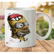 Art Hediye Homer Simpson Bira Kafası İki Tarafı Baskılı Kupa Bardak
