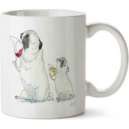 Art Hediye Içki İçen Pug Köpek İki Tarafı Baskılı Kupa Bardak