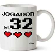 Art Hediye Jogador Lvl 32 Preta İki Tarafı Baskılı Beyaz Kupa