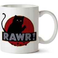 Art Hediye Jurassic Rawr Kitten Cat İki Tarafı Baskılı Kupa Bardak
