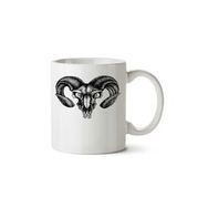 Art Hediye Keçi Kafa Tası Goat Skull İki Tarafı Baskılı Beyaz Kupa