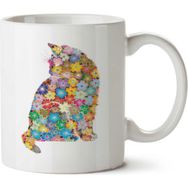 Art Hediye Kedi Çiçek Çiçekler İçinde Kedi 01 İki Tarafı Baskılı Kupa Bardak