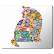 Art Hediye Kedi Çiçek Çiçekler İçinde Kedi Baskılı 23x19 cm Mouse Pad