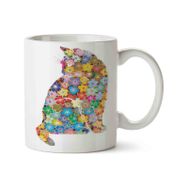 Art Hediye Kedi Çiçek Çiçekler Içinde Kedi iki Tarafı Baskılı Kupa Bardak