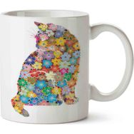 Art Hediye Kedi Çiçek Çiçekler Içinde Kedi Kupa Bardak