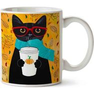 Art Hediye Kedi Kahve Içen Kedi Cat Kupa Bardak