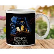 Art Hediye Kediler Savaşı Star Cats iki Tarafı Baskılı Kupa Bardak