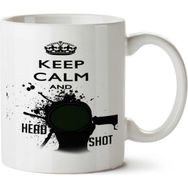 Art Hediye Keep Calm And Head Shot İki Tarafı Baskılı Kupa Bardak
