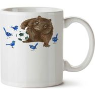 Art Hediye Kirpi Kuş Futbol İki Tarafı Baskılı Beyaz Kupa