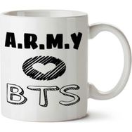 Art Hediye Kore Army Bts Kalp Logo İki Tarafı Baskılı Kupa Bardak