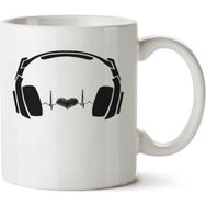 Art Hediye Kulaklık Müzik Yaşam Kalp İki Tarafı Baskılı Kupa Bardak