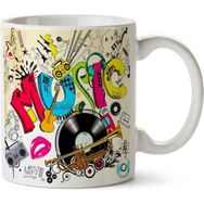 Art Hediye Music Müzik Kalp İki Tarafı Baskılı Kupa Bardak