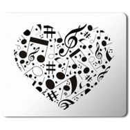 Art Hediye Music Müzik Kalp Nota Baskılı 23x19 cm Mouse Pad