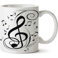 Art Hediye Müzik Nota Sol Anahtarı İki Tarafı Baskılı Kupa Bardak