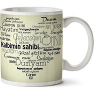Art Hediye Ömrüm Kalbimin Sahibi Duam Sevgilim Canım İki Tarafı Baskılı Kupa
