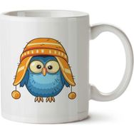 Art Hediye Owl Baykuş Şapka İki Tarafı Baskılı Kupa Bardak