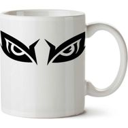 Art Hediye Owl Eyes Baykuş Gözleri Siyah İki Tarafı Baskılı Kupa Bardak