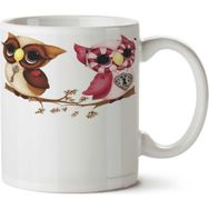 Art Hediye Owl Love Heart And Key Sevgililer İki Tarafı Baskılı Kupa Bardak