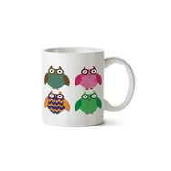 Art Hediye Owl Lover Renkli Baykuşlar İki Tarafı Baskılı Kupa Bardak