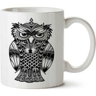 Art Hediye Owl Maori İki Tarafı Baskılı Kupa Bardak