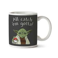 Art Hediye Pokemon Go Yoda All Catch Em Gotta Star Wars İki Tarafı Baskılı Kupa Bardak