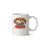 Art Hediye Pug Köpek Korsan Pipo İki Tarafı Baskılı Kupa Bardak
