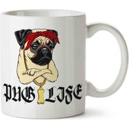 Art Hediye Pug Life Bread Puppy Toy Dog Portable İki Tarafı Baskılı Kupa Bardak