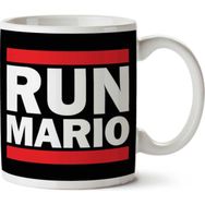 Art Hediye Run Mario Run Dmc Logo İki Tarafı Baskılı Kupa Bardak