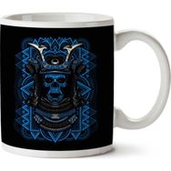 Art Hediye Samurai Negative Skull Abstract İki Tarafı Baskılı Kupa Bardak