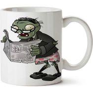 Art Hediye Tersten Gazete Okuyan Zombie İki Tarafı Baskılı Kupa Bardak
