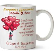 Art Hediye Uçan Kalpli Balonlar Sevgililer Günü Kupa Bardak