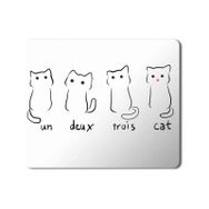 Art Hediye Un Deux Trois Cat Kedi Baskılı 23x19 cm Mouse Pad