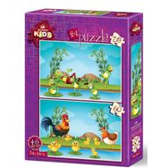Art Puzzle Kids Hayvanlar ve Yavruları 2'li 35+60 Parça Puzzle