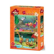 Art Puzzle Su Altı ve Orman Hayvanları 2'li 24+35 Parça Puzzle