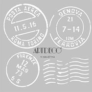 Artdeco İtalyan Posta Pulu 114 30x30 cm Stencil