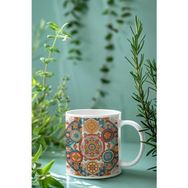 Arteliva Seramik Geometrik Mandala Desenli Tasarım Baskılı Kupa