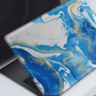 Artikel Abstract Mavi Altın Ebruli Notebook Sticker