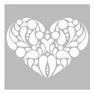 Artikel Kalp Damask 30x30 cm Fayans Duvar Mobilya Stencil Boyama Şablonu