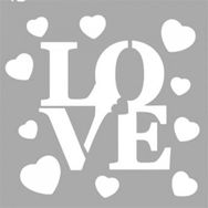 Artikel Love Tipografi 30x30 cm Fayans Duvar Mobilya Stencil Boyama Şablonu