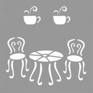 Artikel Paris'te Kafe Stencil Boyama Şablonu 30x30 cm Duvar Stencil
