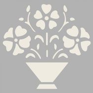 Artikel ST-061 Saksıda Çiçek 3 Stencil Tasarımı 30x30 cm Kanvas Tablo