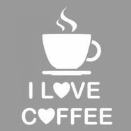 Artikel ST-1113 I Love Coffee Stencil Tasarımı 30x30 cm Kanvas Tablo