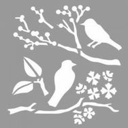 Artikel ST-1122 Kiraz Dalında Kargalar Stencil Tasarımı 30x30 cm Kanvas Tablo