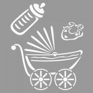 Artikel ST-1128 Puset ve Bebek Malzemeleri Stencil Tasarımı 30x30 cm Kanvas Tablo