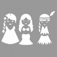 Artikel ST-1135 Yerli Kızlar Stencil Tasarımı 30x30 cm Kanvas Tablo