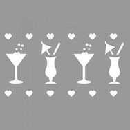 Artikel ST-1136 Kokteyller Stencil Tasarımı 30x30 cm Kanvas Tablo