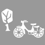 Artikel ST-1141 Ağaç ve Motorsiklet Stencil Tasarımı 30x30 cm Kanvas Tablo